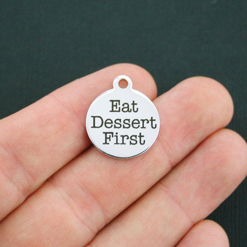 Breloques en acier inoxydable Eat Dessert First - BFS001-0106