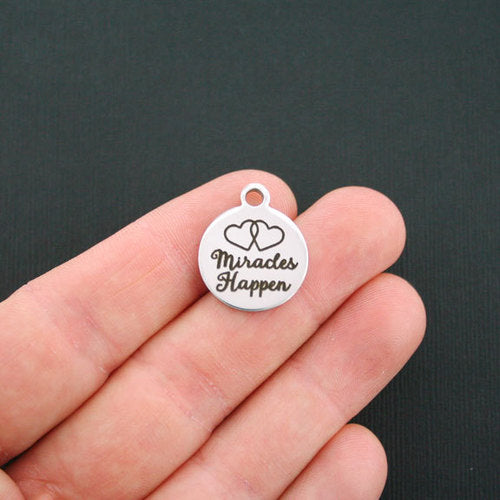 Miracles Happen Stainless Steel Charms - BFS001-1076