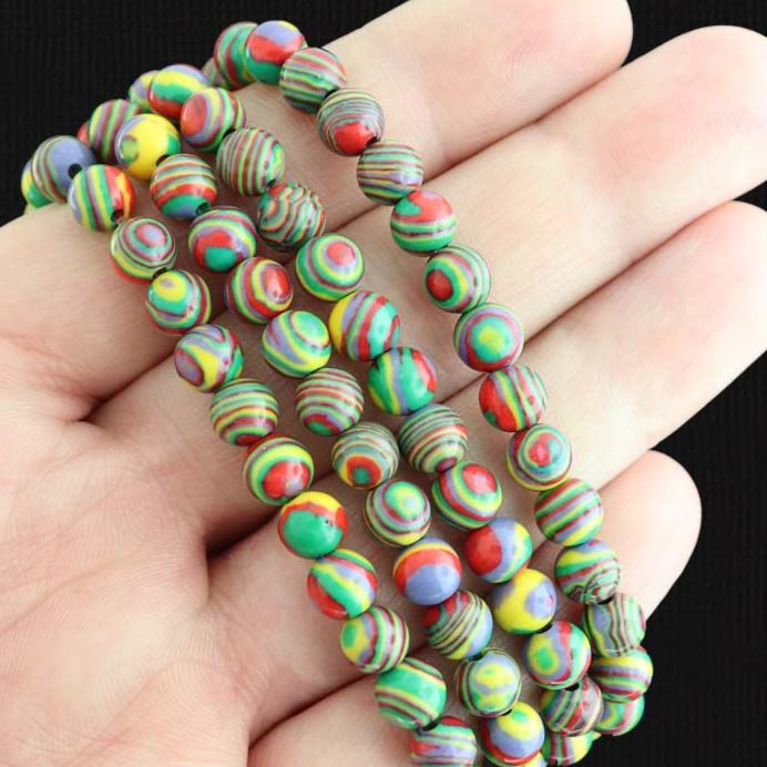 Round Synthetic Malachite Beads - 1 Strand - Choose Your Size!