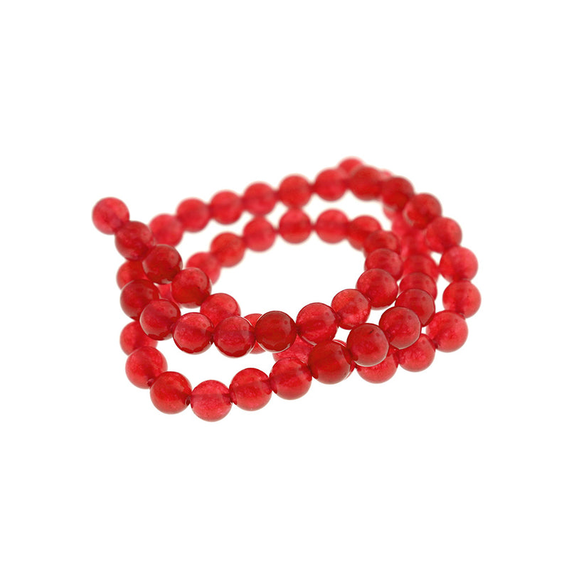 Round Natural Malaysia Jade Beads 6mm - Red - 1 Strand 64 Beads - BD1632