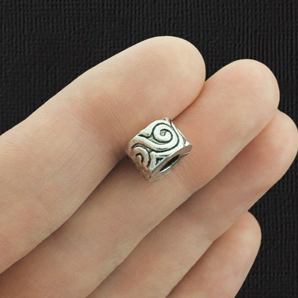 Swirl Spacer Beads 10mm x 7mm - Antique Silver Tone - 10 Beads - SC3202