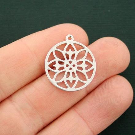 6 breloques de ton argent de fleur de mandala - SC6738