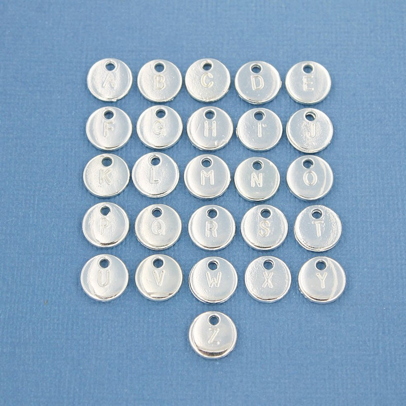 26 Alphabet Letter Silver Tone Charms - 1 Set - ALPHA3100