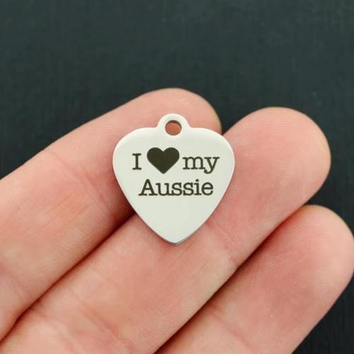 I Love My Aussie Stainless Steel Charms - BFS011-1114