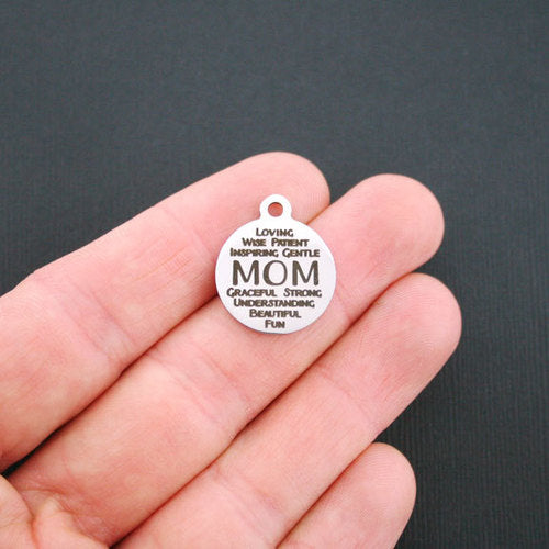 Mom Word Collage Stainless Steel Charms - BFS001-1120