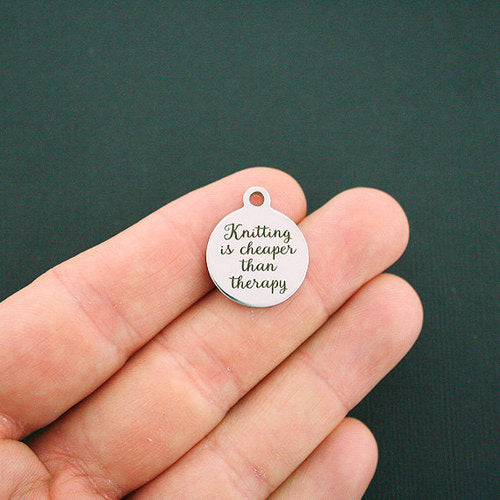 Knitting Stainless Steel Charms - is cheaper than therapy - BFS001-1127