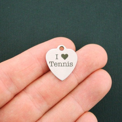 I Love Tennis Stainless Steel Charms - BFS011-1151