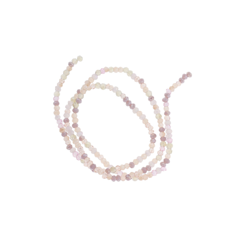 Faceted Glass Beads 2mm - Electroplated Pale Pink - 1 Strand 190 Beads - BD635
