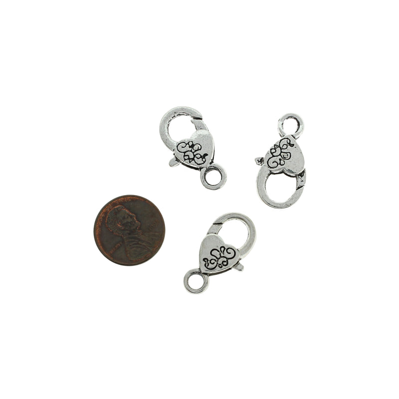 Swirl Design Antique Silver Tone Homard Fermoirs 26mm x 13mm - BULK 20 Fermoirs - FF278