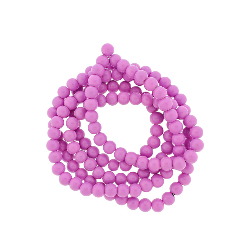 Round Glass Beads 6mm - Orchid Purple - 1 Strand 133 Beads - BD2795