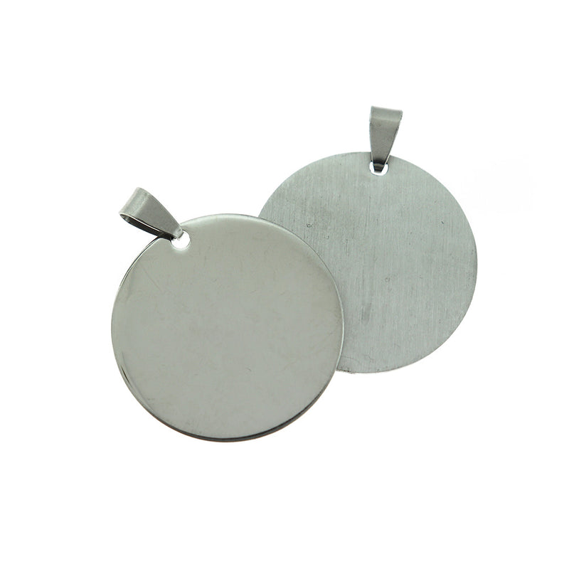 SALE Circle Stamping Blanks - Stainless Steel - 43mm x 36mm - 1 Tag - MT249