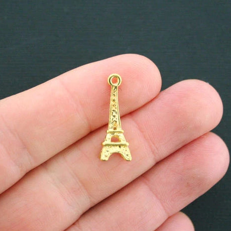 12 Eiffel Tower Gold Tone Charms 3D - GC088