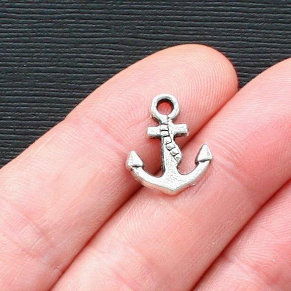 12 Anchor Antique Silver Tone Charms - SC2451