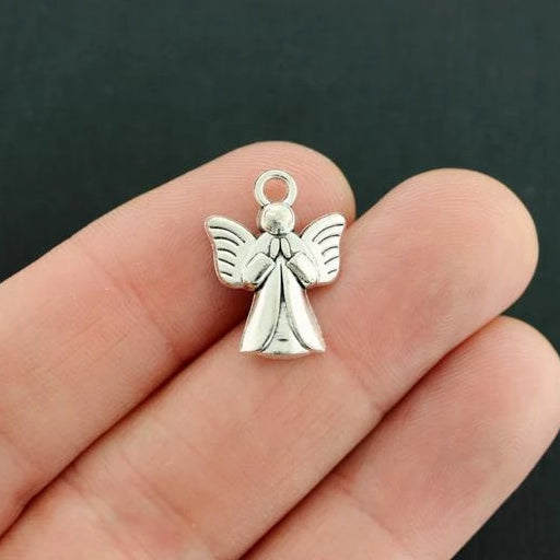 12 breloques argentées antiques d'ange - SC194