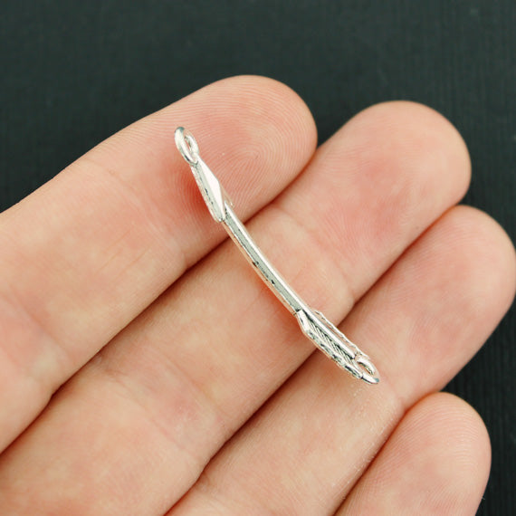 12 Arrow Connector Antique Silver Tone Charms - SC3923