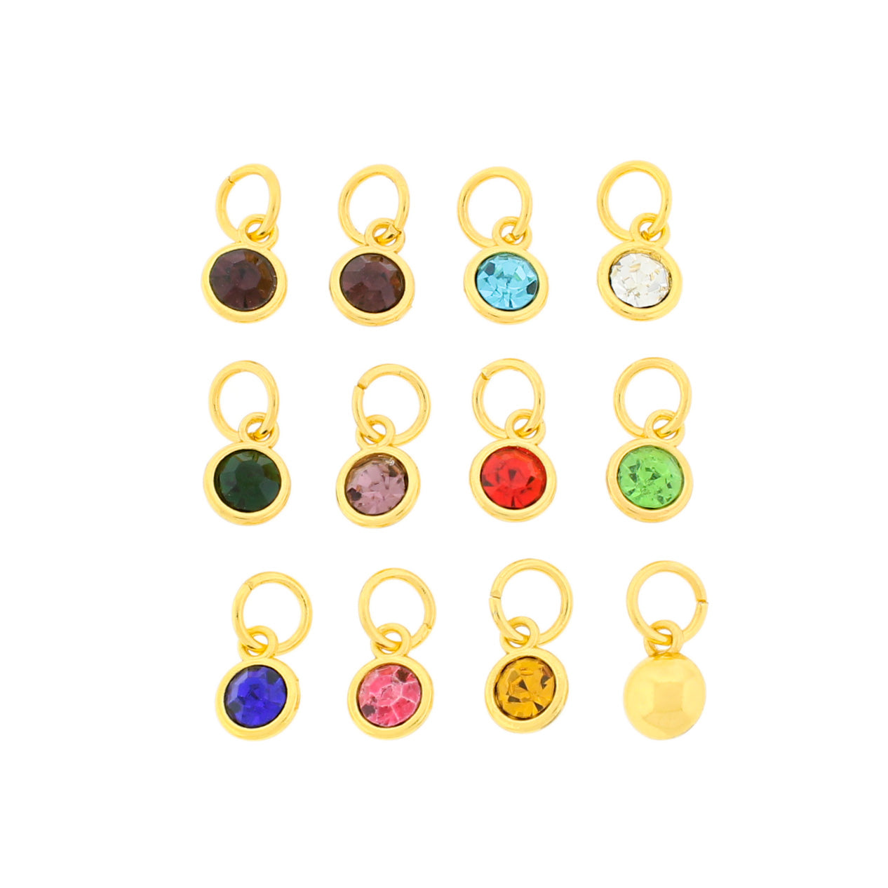12 Birthstone Gold Tone Charms - Full Year - COL204