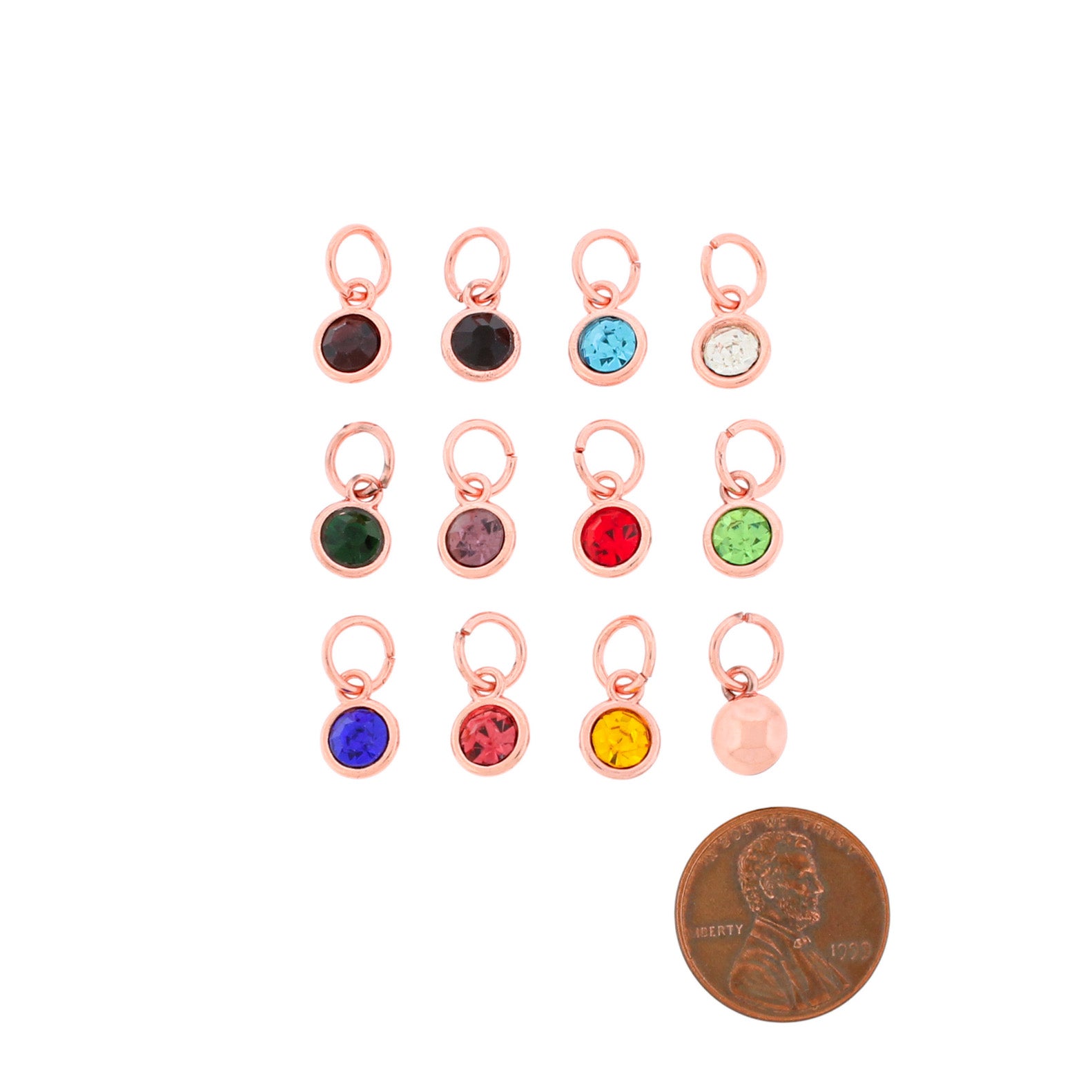 12 Birthstone Rose Gold Tone Charms - Full Year - COL205