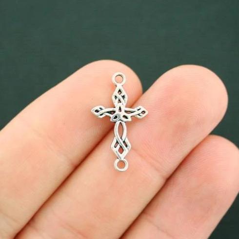 12 breloques de ton argent antique connecteur croix celtique - SC7293