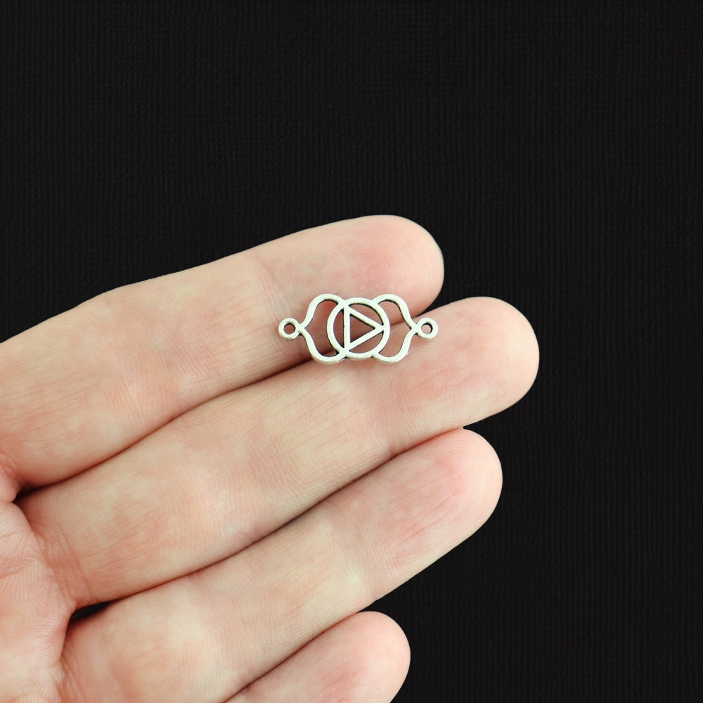 12 Chakra Connector Antique Silver Tone Charms 2 Sided - SC3973