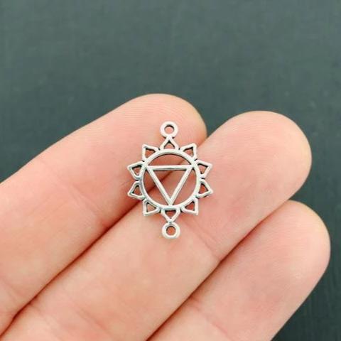 12 Chakra Connector Antique Silver Tone Charms - SC2907