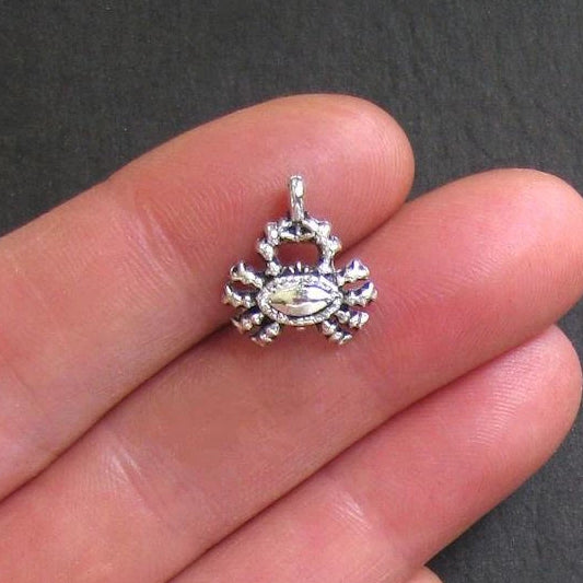 12 Crab Antique Silver Tone Charms - SC098