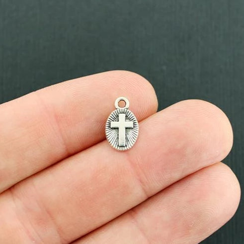 12 breloques de ton argent antique croix - SC1364