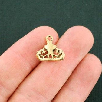 12 Crown Antique Gold Tone Charms - GC920