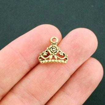 12 Crown Antique Gold Tone Charms - GC920