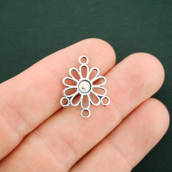 12 breloques de ton argent antique connecteur marguerite - SC3760