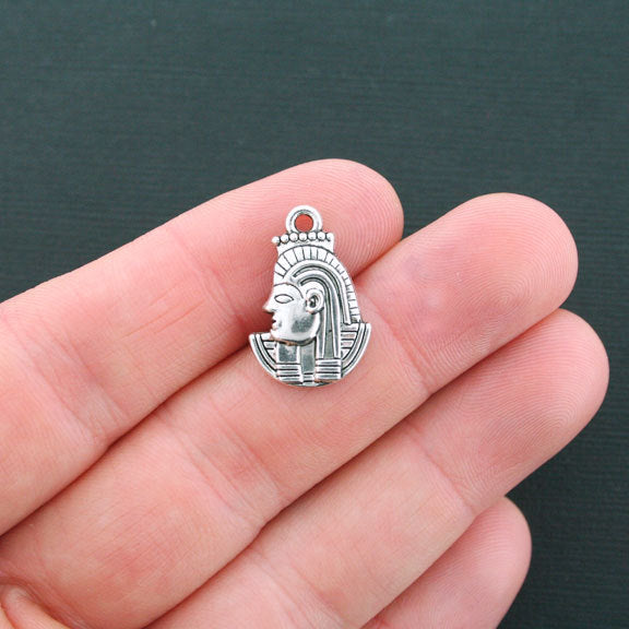 12 Egyptian Pharaoh Antique Silver Tone Charms - SC2579