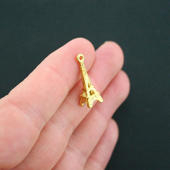 12 Eiffel Tower Gold Tone Charms 3D - GC088