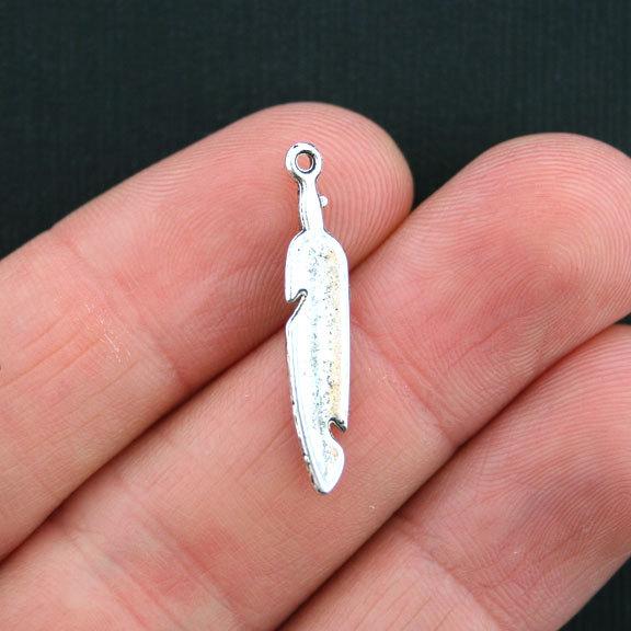 12 breloques plumes argentées antiques - SC3657