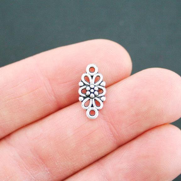 12 breloques de ton argent antique de connecteur de fleur - SC5254