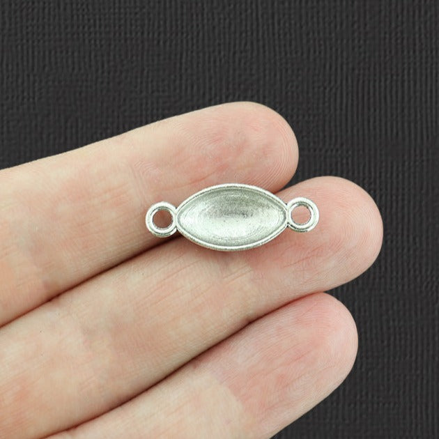 12 Football Connector Antique Silver Tone Charms - SC4828