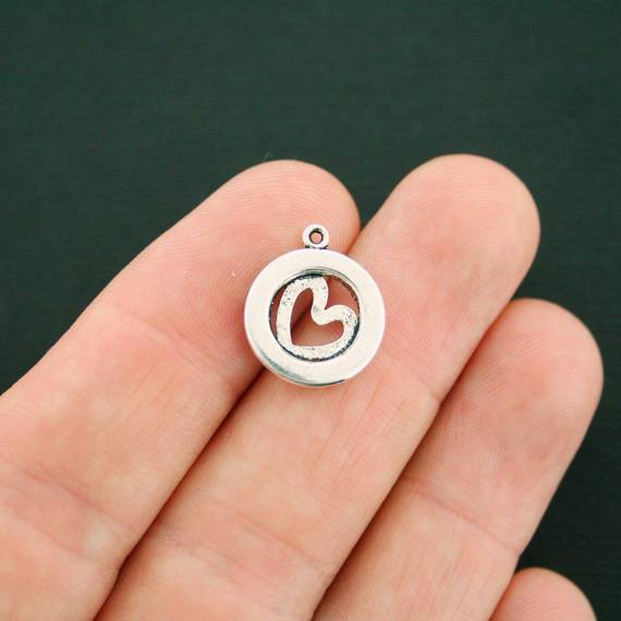 12 charmes de ton argent antique coeur - SC7358