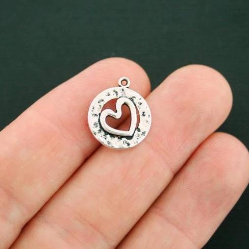 12 charmes de ton argent antique coeur - SC7358