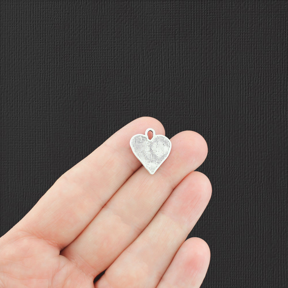 12 Heart Swirl Antique Silver Tone Charms - SC8013