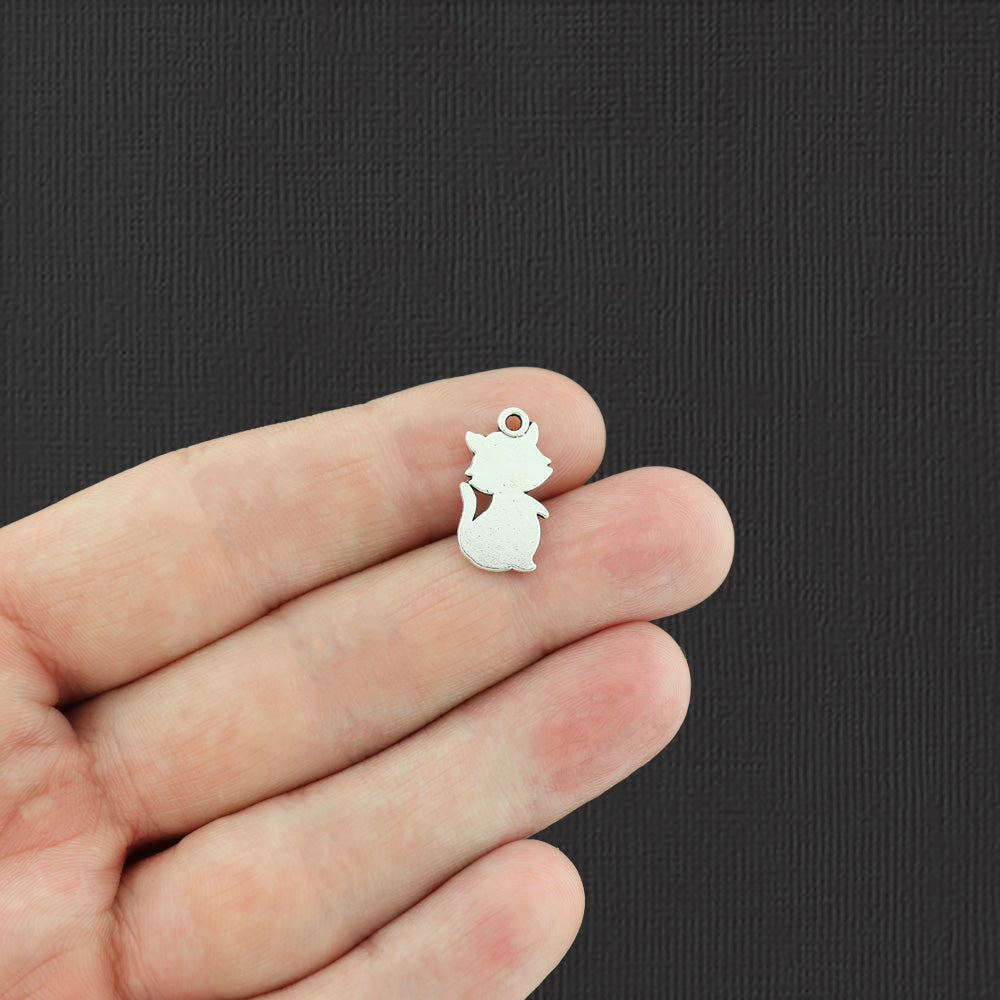 12 breloques argentées antiques Kitty Cat - SC3623