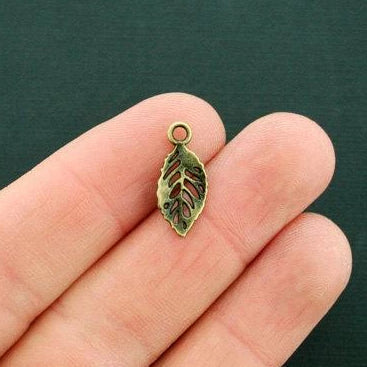 12 Leaf Antique Bronze Tone Charms - BC1654