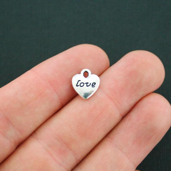 12 charmes de ton argent antique coeur d'amour - SC176