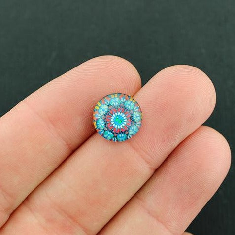 12 Dômes Cabochon Verre Mandala 12mm - Z226