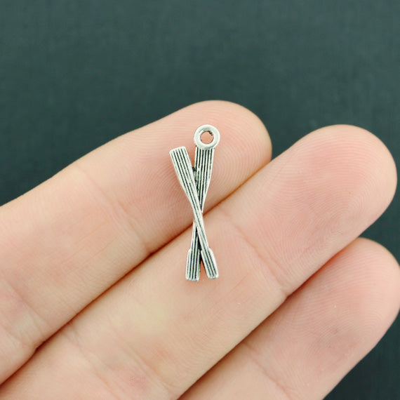 12 Oar Antique Silver Tone Charms 2 Sided - SC2239