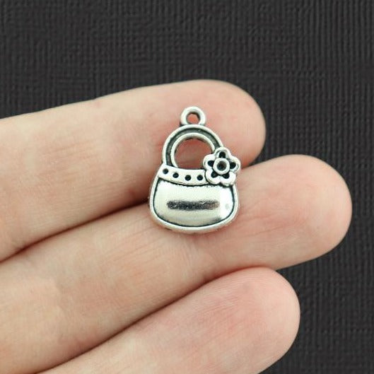 12 Purse Antique Silver Tone Charms - SC5775