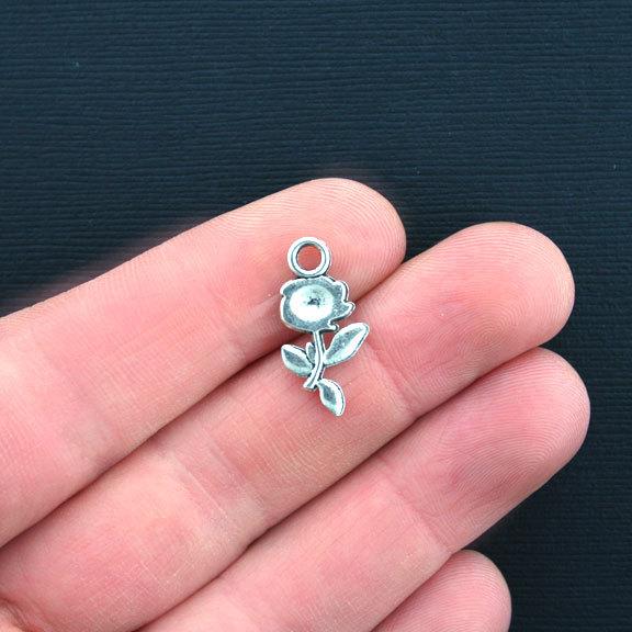 12 Rose Antique Silver Tone Charms - SC2160