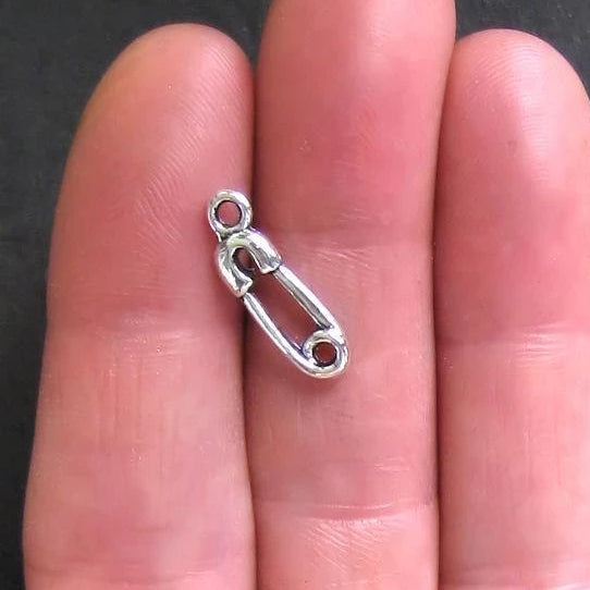 12 breloques de ton argent antique épingle à nourrice 2 faces - SC140