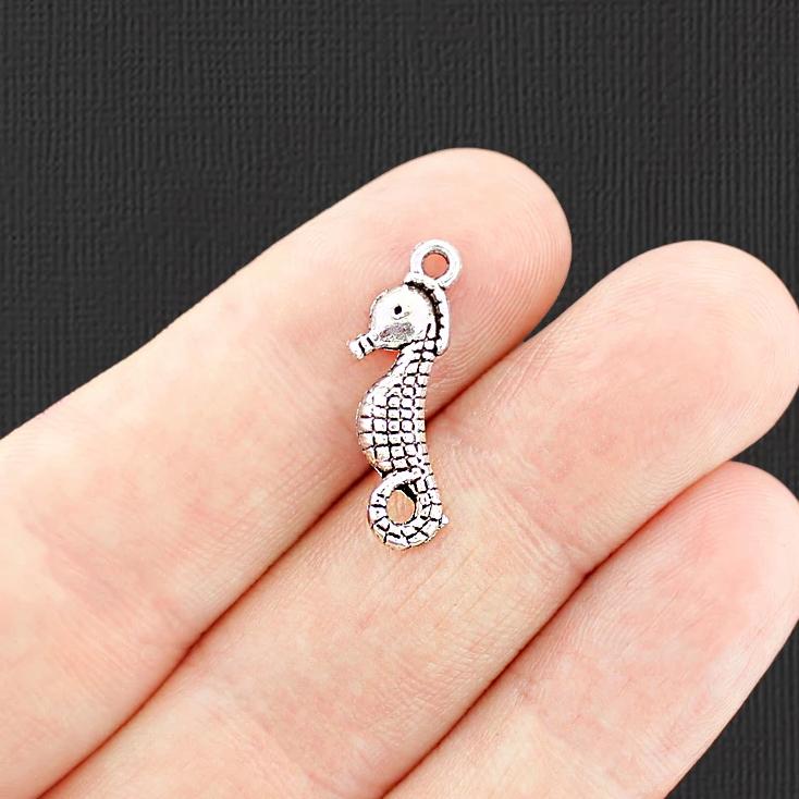12 Seahorse Connector Antique Silver Tone Charms - SC2686