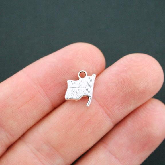 12 USA Flag Antique Silver Tone Charms - SC5053