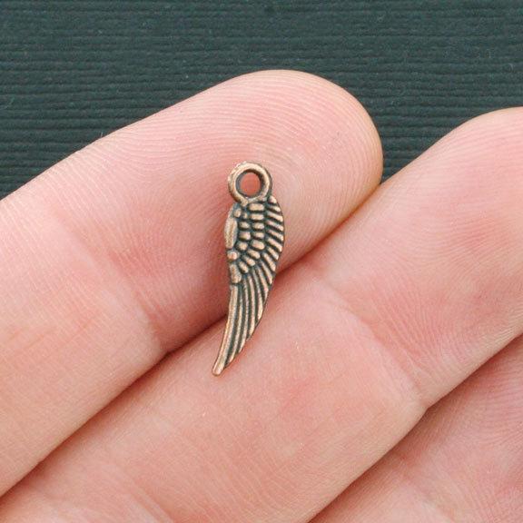 12 Wing Antique Copper Tone Charms 2 faces - BC1170
