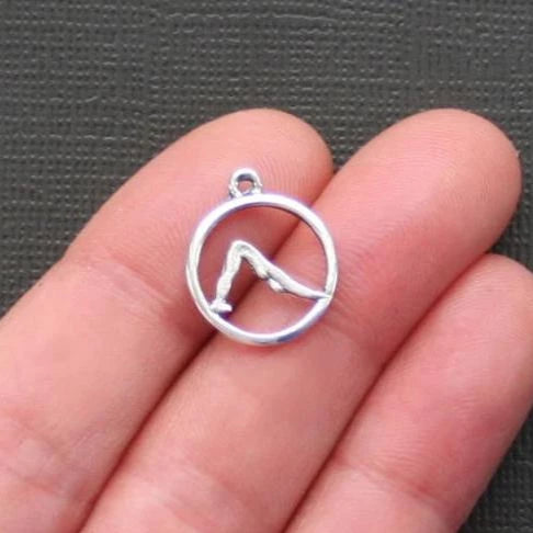 12 Yoga Antique Silver Tone Charms - SC2196