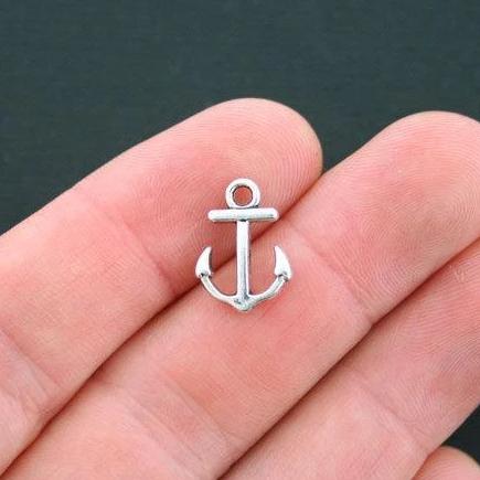 12 Anchor Antique Silver Tone Charms 2 Sided - SC4373
